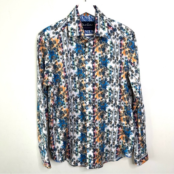 Robert Graham Tailored Fit Button Down Shirt Multi Color Long Sleeve